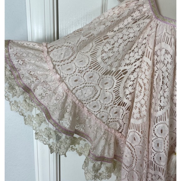 NWT Always the Sun Pink Lace Tunic Top‎ Cover Up Swim Beach Boho One Size Vacay - Picture 2 of 11